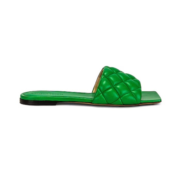 Bottega Veneta Iconic Green Quilted Padded Slides Size 38 (US Size 7) - Picture 1 of 14
